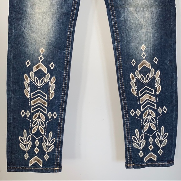 Miss Me• Blue Faded Floral Embroidered Skinny Jean - Picture 2 of 8